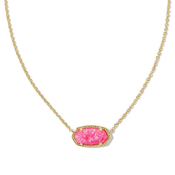Kendra Scott Elisa Bright Pink Kyocera Opal Necklace Gold Plated - Picture 6 of 6